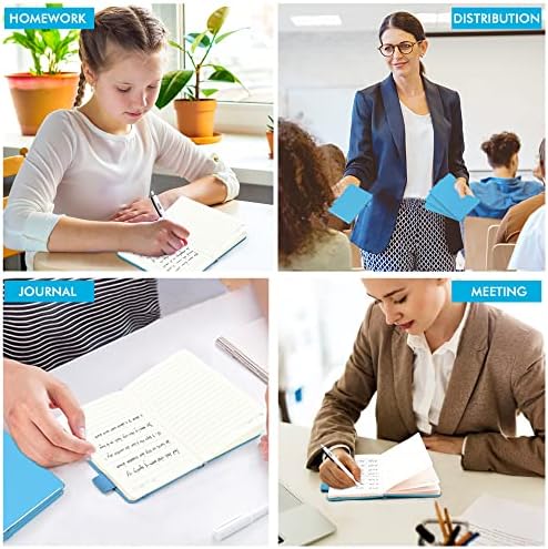 feela 3 Pack Pocket Notebook Journals, Mini Cute Small Journal Notebook Bulk Hardcover College Ruled Notepad with Pen Holder for Office School Supplies, with 3 Black Pens, 3.5”x 5.5”, A6, Teal