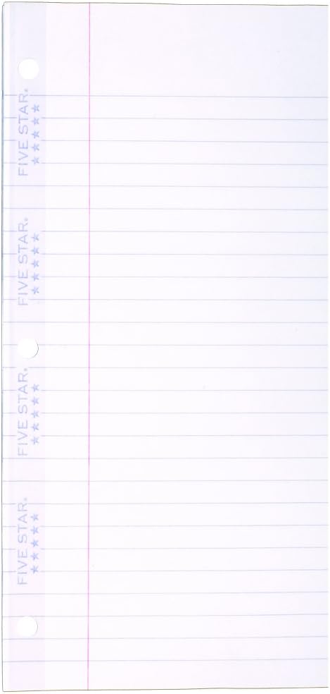 Five Star Filler Paper, Wide Ruled Paper, 110 Sheets/Pack, 10-1/2" x 8", Reinforced, Loose Leaf, White (15106)