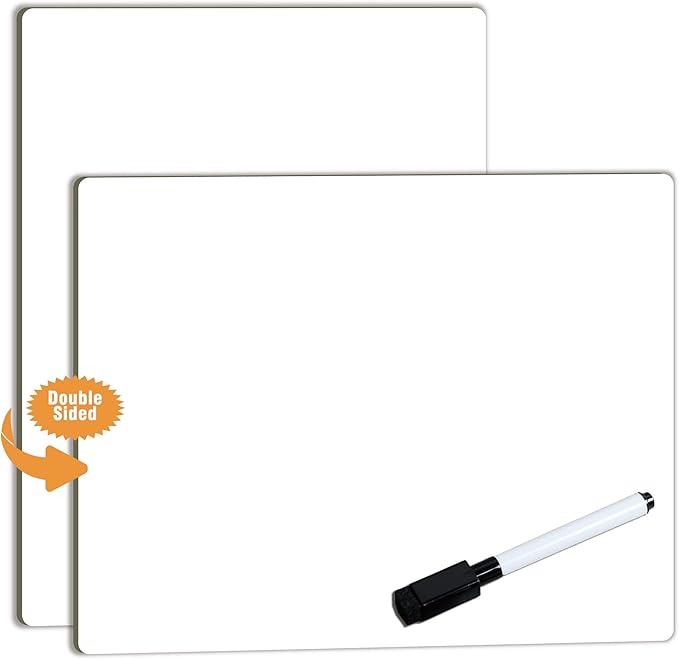 ZazzyKid Dry Erase White Board for Student, 5-Pack Personal Whiteboard Lapboard for Kids, Double-Sided Lapboard for Individual and School Supply, 11x8.5 Inches