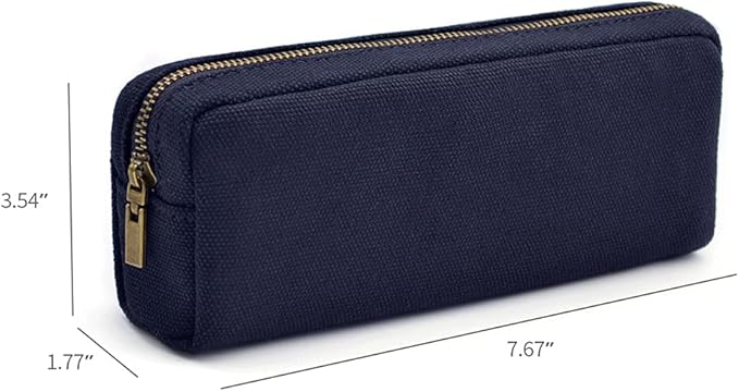 Pencil Pen Case, Canvas Pencil Pouch Big Capacity Pen Bag with Zipper Durable Stationary Storage Bag for Adult Students Officers