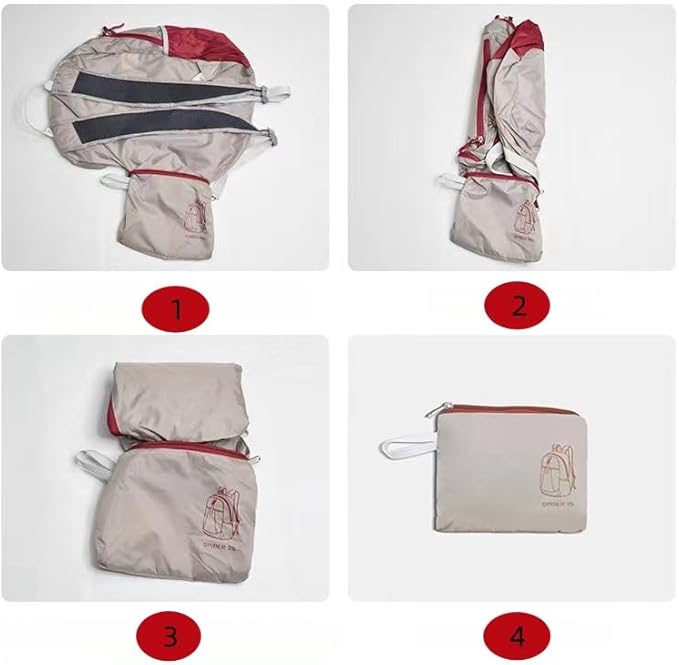 Travel lightweight foldable backpack hiking backpack splash proof compact travel backpack day pack (khaki&red)