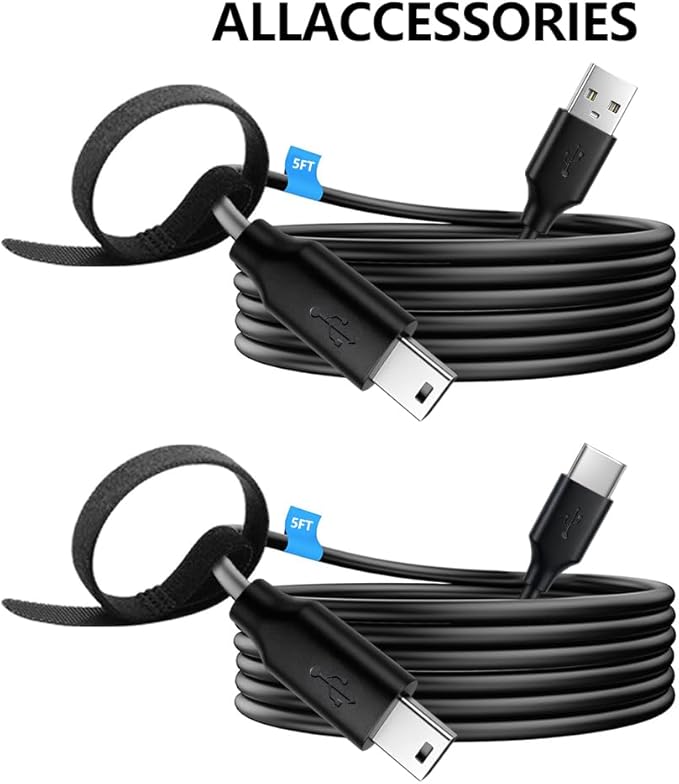 2 Pack USB & USB C Charger for TI 84 Plus CE, Data Cable for Texas Instruments Calculators TI-84 Plus CE/C Silver, TI 89 Titanium, TI Nspire CX/TI Nspire CX CAS -5ft
