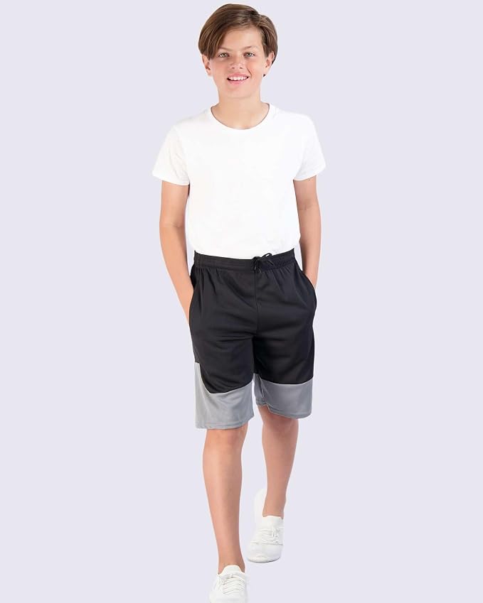 Real Essentials 5 Pack: Boys' Mesh Basketball Athletic Shorts with Pockets – Teen Kids Youth Quick Dry Soccer Running Gym