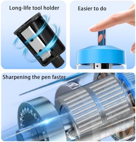 Electric Pencil Sharpener,Heavy-Duty Helical Blade to Fast Sharpen, Auto Stop for No.2/Colored Pencils(6-8mm), AC Adapter/Battery Operated in School Classroom/Office/Home (Blue)