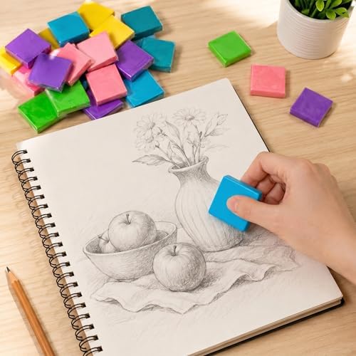 24 Pack Kneaded Erasers,Colorful Drawing Art Moldable Kneaded Sketching Erasers for Artists Blend, Shade, Smooth(24,Colored Eraser)