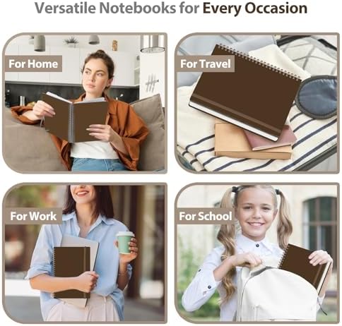 A5 Lined Spiral Journal Notebook, 146 Pages Hardcover Notebook with 100 GSM Thick Paper, Inner Pocket & Elastic Closure, 5.7" x 7.9", Notebooks for Work, School, College, Office, Journaling & Note Taking