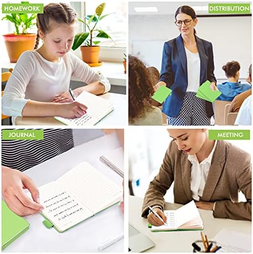 feela 3 Pack Pocket Small Notebook Journals, Mini Cute Memo Notepad Hardcover College Ruled Lined Journals with Pen Holder for Women Girls Office School, with 3 Black Pens, 3.5”x 5.5”, A6, Green
