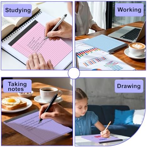3 Pack Colored Legal Pads 8.5 x 11 Inch, Wide Ruled Notepads Lined Memo Note Pads, 8.5x11 Inch Micro Perforated Writing Pads 30 Sheets Per Pad for Work Study Daily Note Taking List