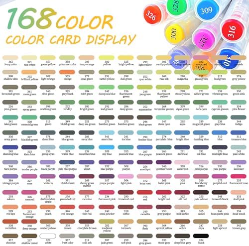 168 Colors Acrylic Paint Markers Brush Tip, Colored Paint Pens Set with Direct-Liquid Ink Control System, Water-Based Coloring Markers for Rock Painting, Fabric, Wood, Wood, Art Supplies