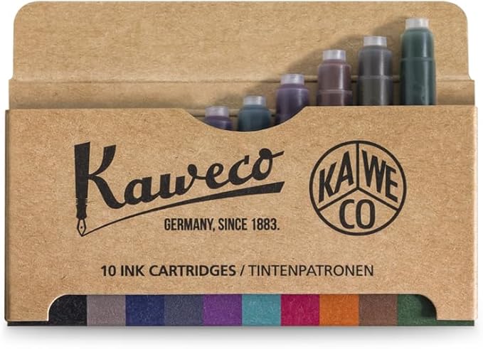 Kaweco Fountain Pen 10-Pack Ink Cartridges in 10 Colours for Cartridge Fountain Pens with Short Standard Cartridges | Set of 10 Fountain Pen Ink Cartridges | Ink Set in Multiple Colours