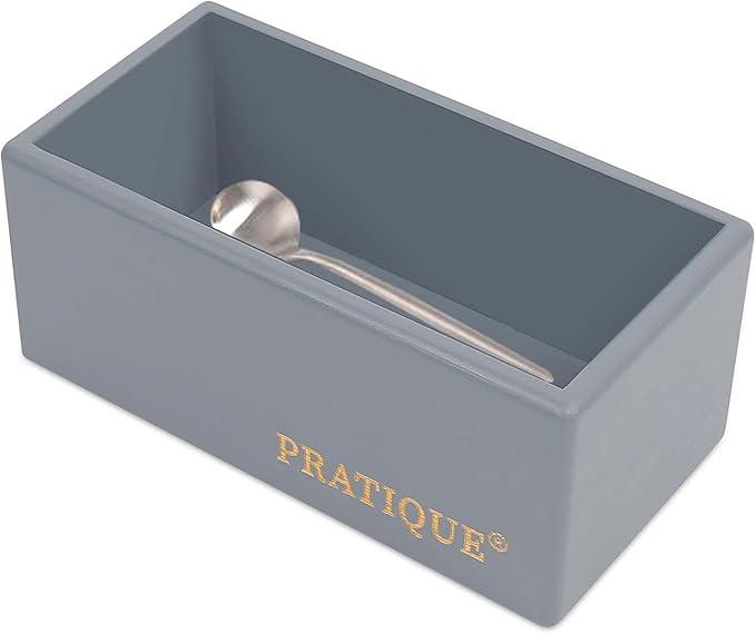 PRATIQUE Bamboo Drawer Organizer - Kitchen Utensil Organizer Silverware Tray Cutlery Holder,Office Desk Supplies and Accessories,5.9 * 3 * 2.6,Grey
