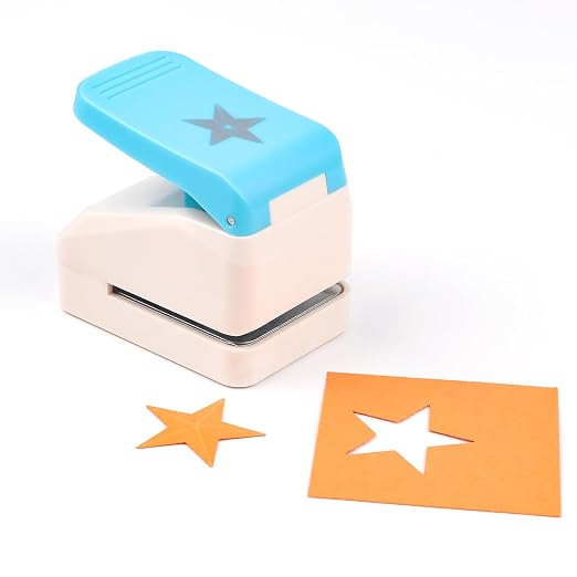 Star Hole Punch, 1.4 inch Star Paper Punch, 3D Embossing Lucky Stars Paper Cutter Puncher Lever Craft Punches Score Tools for Scrapbooking Crafting Journaling Craft DIY Card Making Arts Supplies