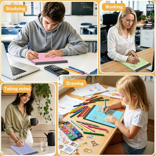5 Pack Colored Legal Pads 8.5 x 11 Inch, Wide Ruled Micro Perforated Writing Pads 30 Sheets Per Pad for Work Study Daily Note Taking List