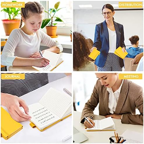 feela 3 Pack Pocket Notebook Journals with 3 Black Pens, A6 Mini Cute Small Journal Notebook Bulk Hardcover College Ruled Notepad with Pen Holder for Office School Supplies, 3.5”x 5.5”, Yellow