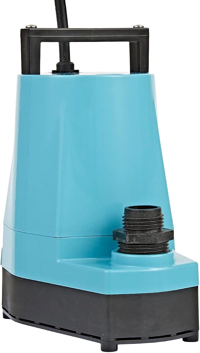 Little Giant 5-MSP 115V, 1/6 HP, 1500 GPH Manual Utility Pump, 25' Cord | Manual Submersible Utility Pump, 1500 GPH, Aluminum Housing, No Float Switch, 25-Foot Cord, 115V, Model 5-MSP