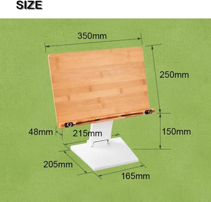 RD150 Wooden Book Stand Reading Rest Bookrest Cookbook Laptop Holder for Textbook Music Score Desk Laptop Height Adjustable 270° Angle Adjustable White (Black)