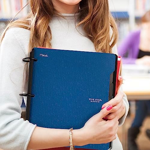 Five Star Flex Refillable Notebook + Study App, College Ruled Paper and 1-1/2 Inch TechLock Ring Binder with Pockets, Tabs and Dividers, 300 Sheet Capacity, Pacific Blue (29324AD2) (Pack of 6)