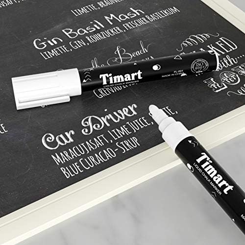 Timart 8 Pack White Chalk Markers, 6mm Liquid Chalk Markers