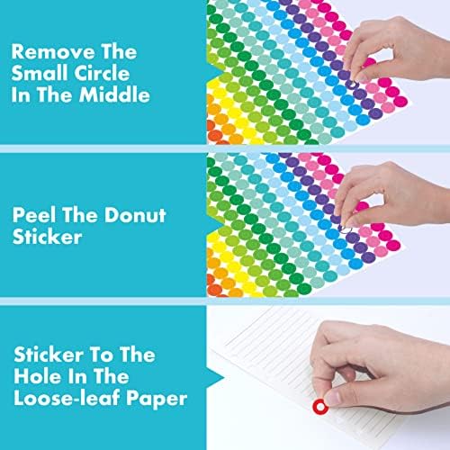 3000 Pieces Hole Reinforcement Stickers, 20 Color Designs Paper Hole Protectors Colorful Self-Adhesive Hole Punch Reinforcement Circle Labels for Loose-Leaf Paper Sheets (Outer 0.5”, Inner 0.25”)