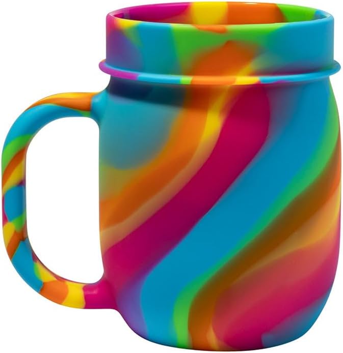 Silipint 25oz Silicone Barrel Cup with Handle – Unbreakable, BPA-Free, Dishwasher, Microwave, Freezer, Oven Safe Travel Coffee Mug for Coffee, Smoothies, Water, Cocktails (Hippie Hops) Pack of 1