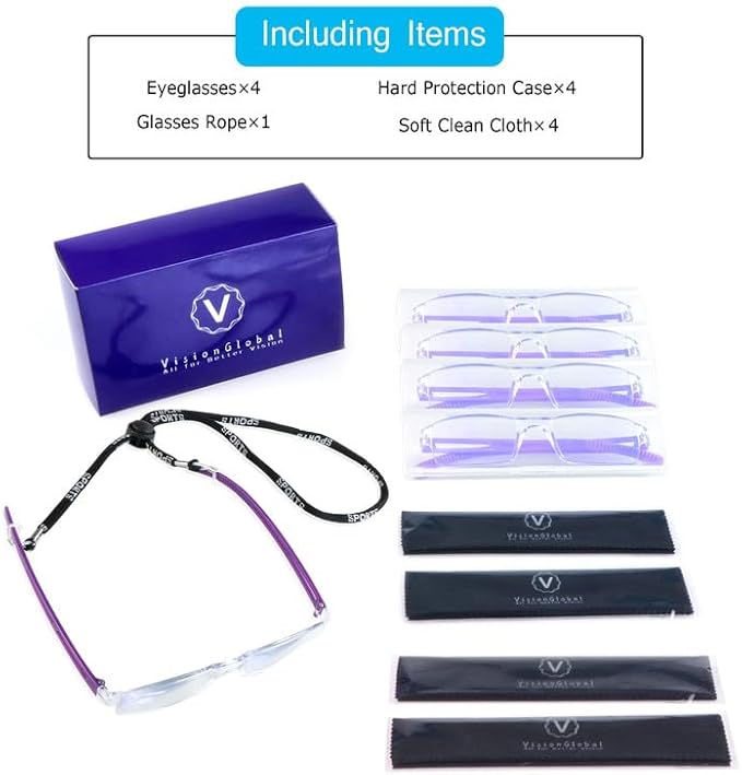 LifeArt 2/4 Pairs Reading Glasses, Blue Light Blocking Glasses, Computer Glasses for Men and Women, Rectangle Eyewear Frame