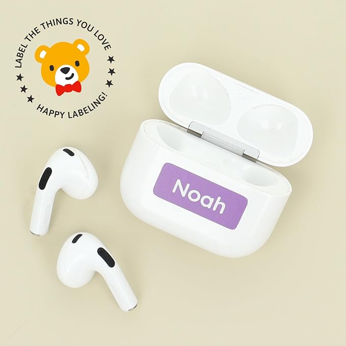 TeddyLabels - Clothing Labels for Nursing Home (120) โ Self-Adhesive Name Tags for Clothes and Personal Items. Personalized Labels for Daycare, Nursing Homes, and Laundry Use - Purple