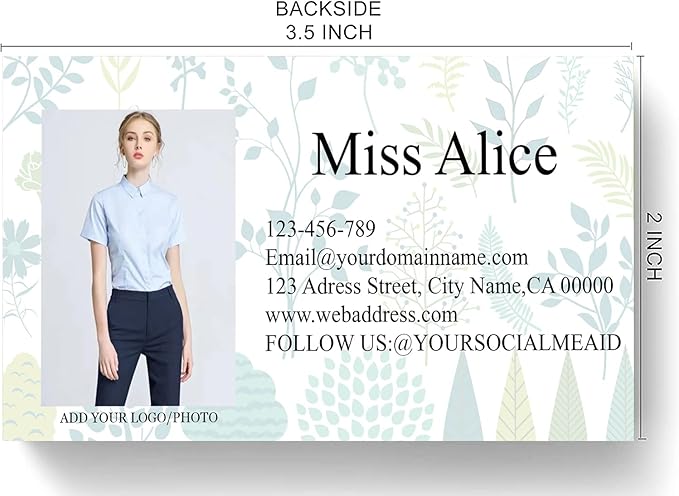 200/500Pcs Business Card Customization (Add Picture or Logo), Thick Coated Paper Business Card Double-sided Printing-2"x3.5" Inches (Color-N)