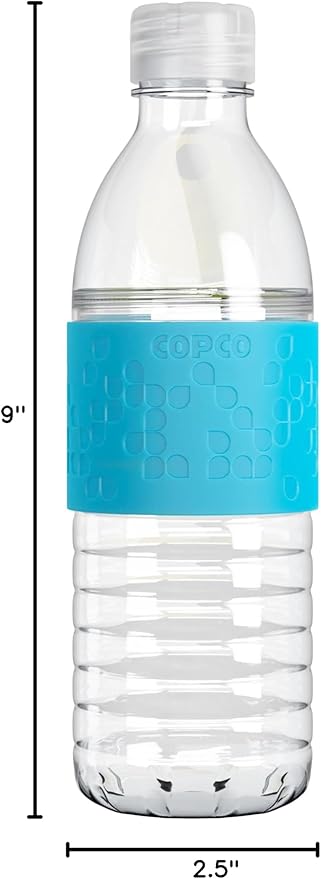Copco Hydra 16.9 oz Water Bottle – Leak Proof, Tritan Durable, BPA Free, Dishwasher Safe, Twist Open Body for Ice & Easy Cleaning, Silicone Non-Slip Grip, Portable for Gym & Office (Light Blue)