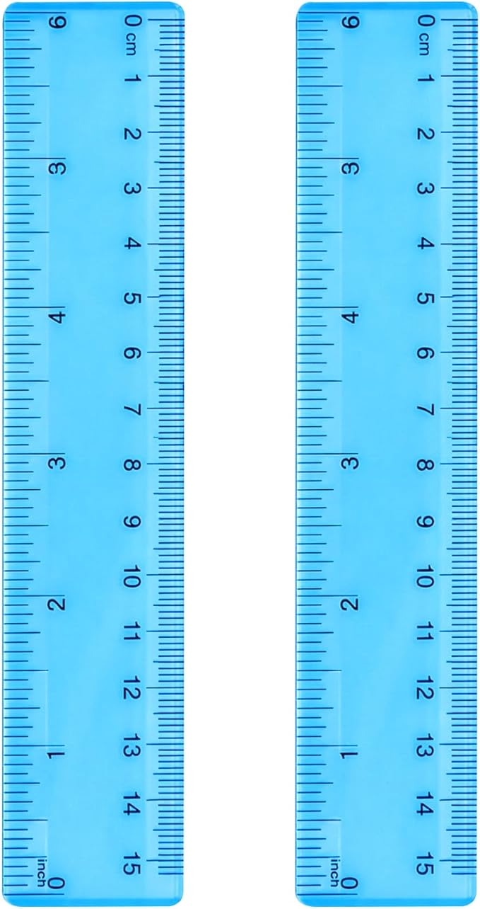 EBOOT 2 Pack Plastic Ruler Straight Ruler Plastic Measuring Tool for Student School Office(Blue,6 Inch)