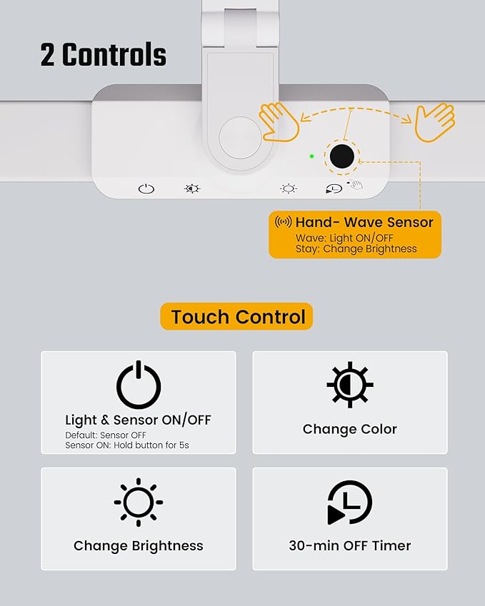 SUPERDANNY LED Desk Lamp with Power Strip (6 Outlets, 1 USB, 1 Type-C) for Home Office, Desk Light Computer Light with Clamp, Architect Desk Lamp with Smooth Dimming 5 Colors (White)