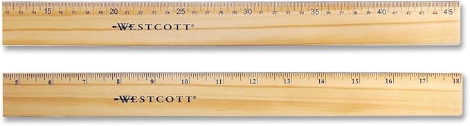 Westcott Wood Ruler with Double Metal Edge, 18" (5228)