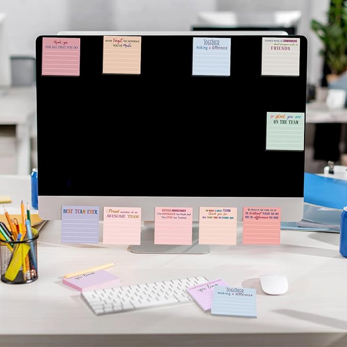 Yinder 24 Pcs Inspirational Sticky Notes Cute Motivational Sticky Notes Pad End of Year Employee Appreciation Gifts Bulk for Teacher Nurse Coworkers Office Supplies 3 x 3'' (Team,Elegant)