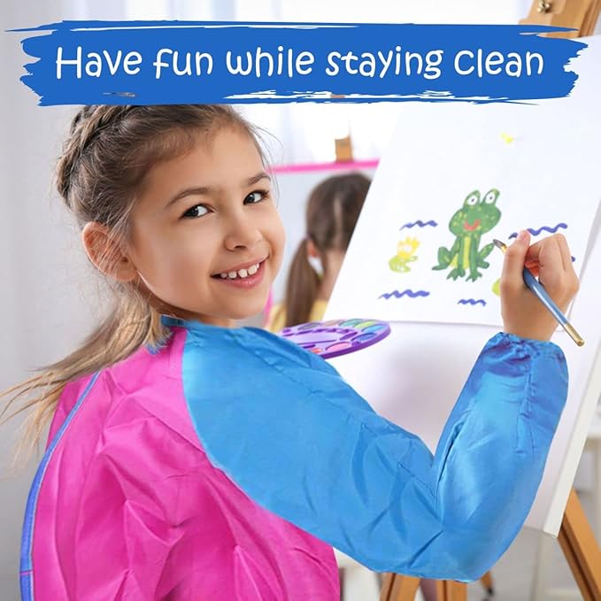Kids Painting Set, Washable Paint for Kids 6 Colors, Painting Smock, Non Toxic Tempera Paint 2 oz Each, Paints for Toddlers Art, Craft, Home Finger Paints Projects Gifting Bundle