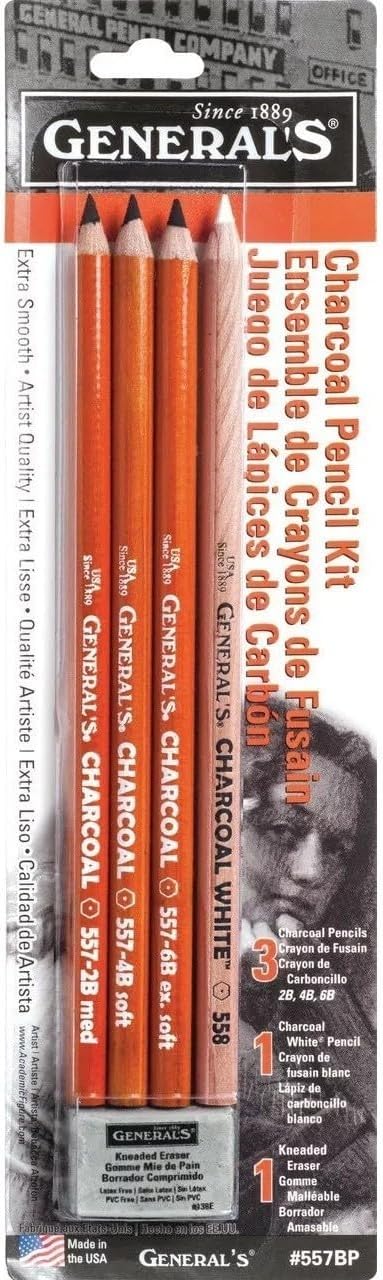 GENERALS CHARCL PENCIL KIT4PENCLS ERASR