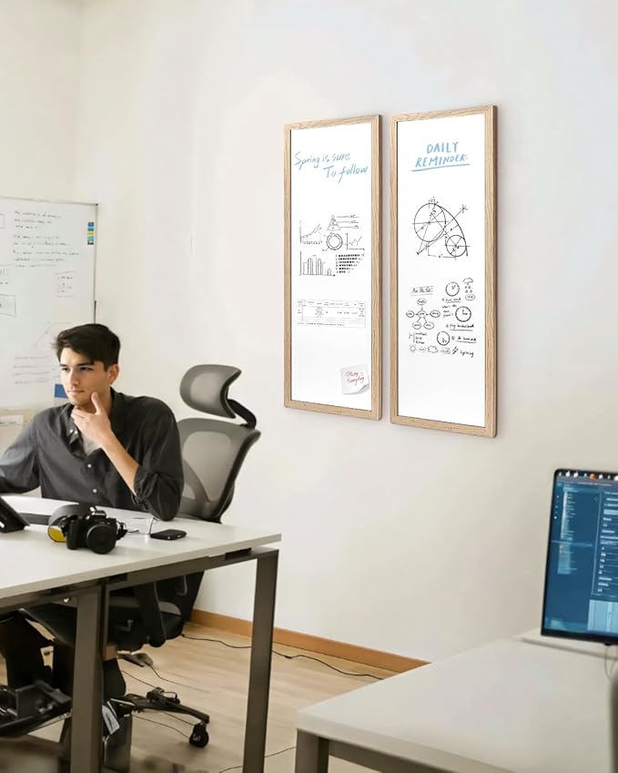 Dry Erase Board for Wall, Large Magnetic Whiteboard, White Board Dry Erase for Decoration/Planning/Kitchen Grocery List/Memo, for Office/School/Home 11.8"x 35.4"