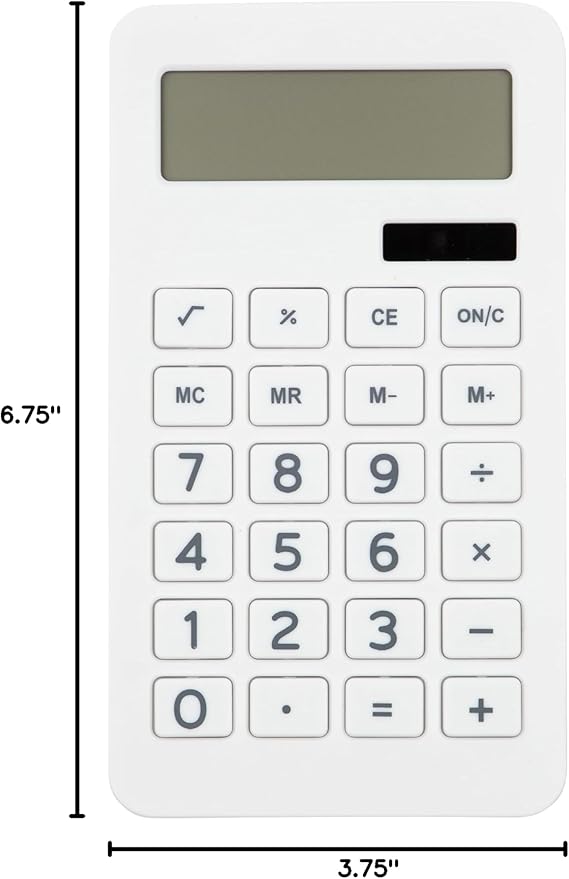 JAM PAPER Desktop Calculator - 10 Digit LCD Display - 3 3/4 x 6 3/4 Inches - White - Bulk 10/Pack