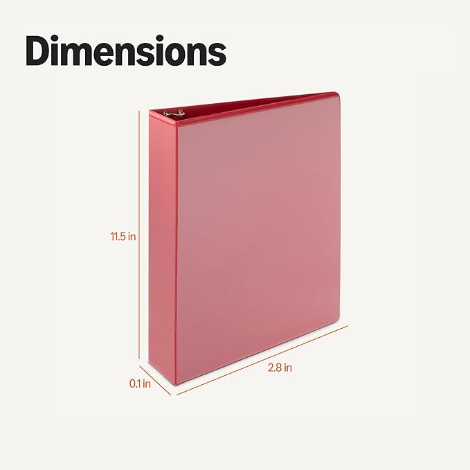 Amazon Basics 3 Ring Binder, 2 inch Round Rings, Holds 375 Sheets, Two Interior Pockets, Assorted Colors, 4-Pack