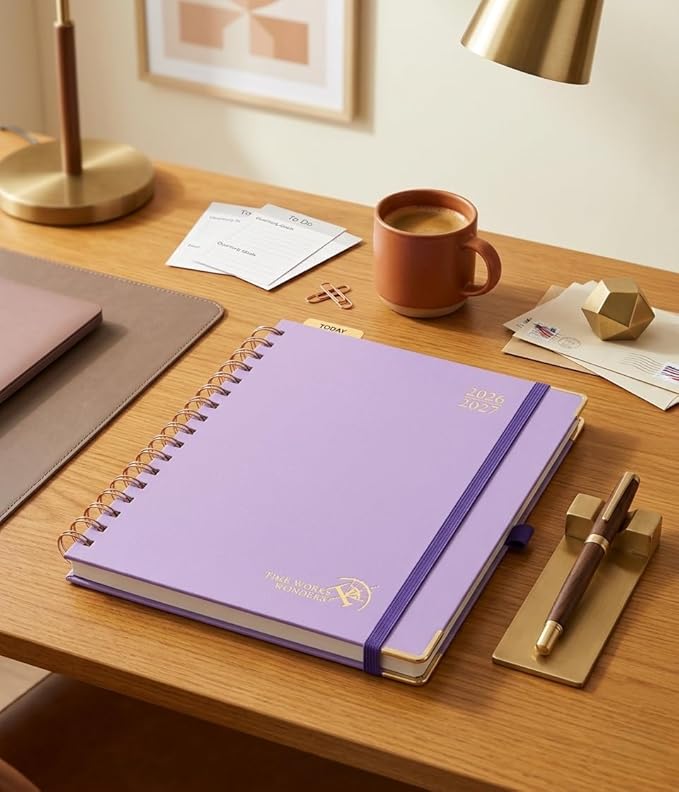 POPRUN 2026-2027 Monthly Planner, 18 Month Calendar (July 2026-Dec 2027), 7.5" x 9.5" B5 Spiral Hardcover Organizer with Dotted Note Pages, Professional Appointment Book for Business Office, Students & Teachers - Violet
