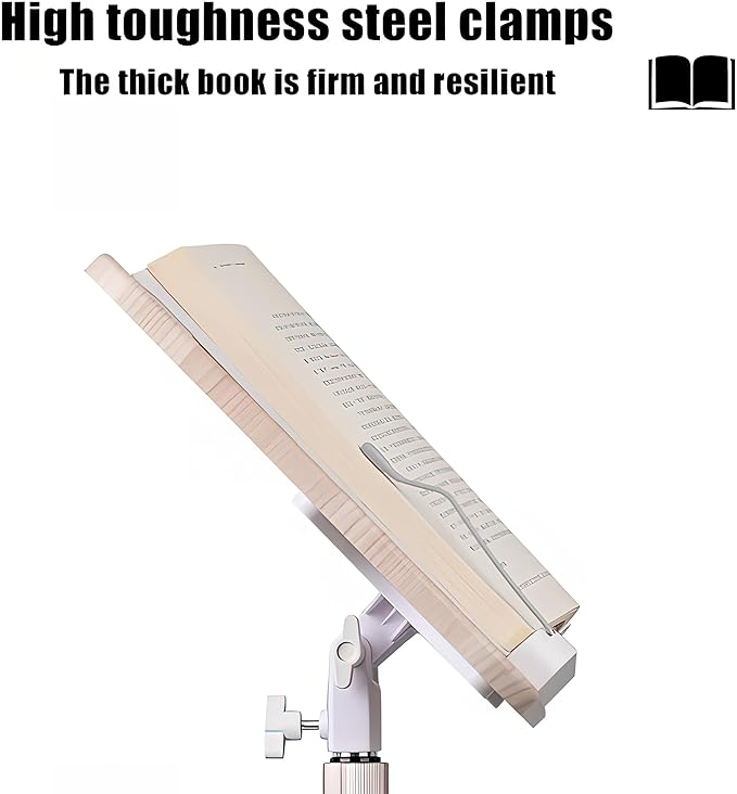 Adjustable Standing Book Stand,Book Reading Stands,Wood Music Sheet,Podium& Bible& Cookbooks Display Stands.Goodbye to Head Down Fatigue Adjustable Viewing Angle (White, 63in)