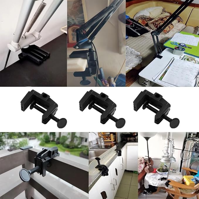 3 Pack Desk Lamp Swing Arm Clamp Replacement Clip Non-Marring Plastic Bracket Stand Base Holder for Desktop Architect Adjustable Gooseneck Table Lamp LED Light Microphone Camera Scissor Arms