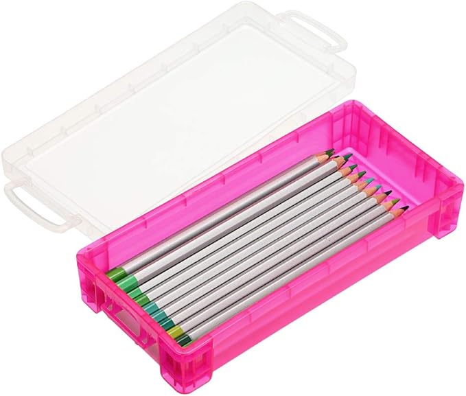 BTSKY Large Capacity Pencil Box, Office Supplies Storage Organizer Box, Brush Painting Pencils Storage Box Watercolor Pen Container Drawing Tools Colorful
