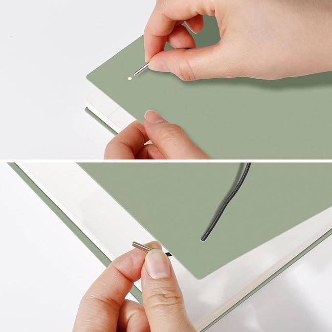 AHGXG Dotted Journal - Dot Grid Spiral Notebook A5, 160 Pages, 100 GSM Thick Paper, Waterproof Plastic Cover Journals for Journaling, Sketching, 5.7" x 8.3", Light Green