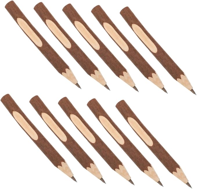 Alipis Natural Wood Ballpoint Pens 13cm Tree Bark Design Biodegradable Portable Writing Pens 10pcs for Home Office Daily Use