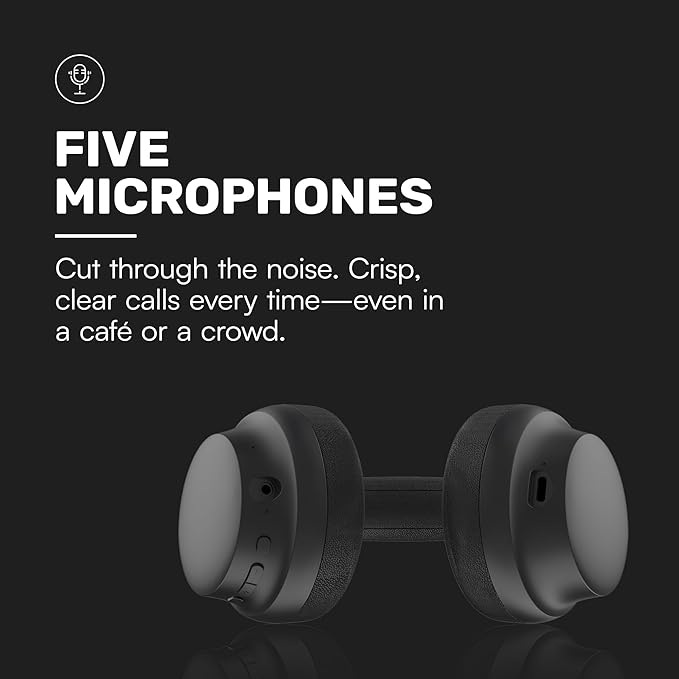 Raycon Essential Bluetooth Headphones - Over The Ear, Active Noise Cancelling Wireless Headphones + Awareness Mode, Bluetooth Headset with Mic, 50 Hours of Battery Life (Purple)