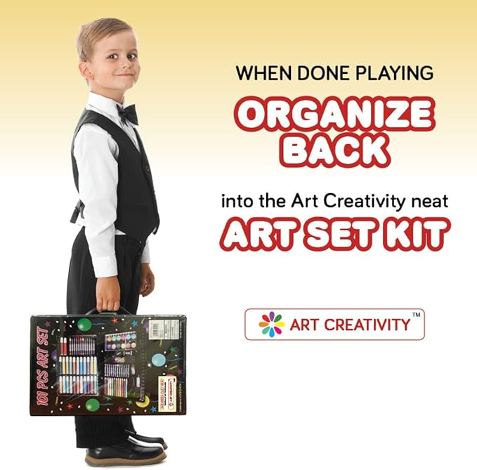 ArtCreativity Art Supplies Kit for Kids (101-PCS) – Crayons, Markers, Pencils, Watercolors & Coloring Book – Beginner Art Set & Creative Gift for Boys & Girls