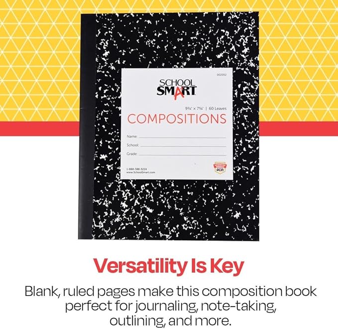 School Smart Flexible Cover Ruled Composition Book, 60 Sheets, 9-3/4 x 7-1/2 Inches