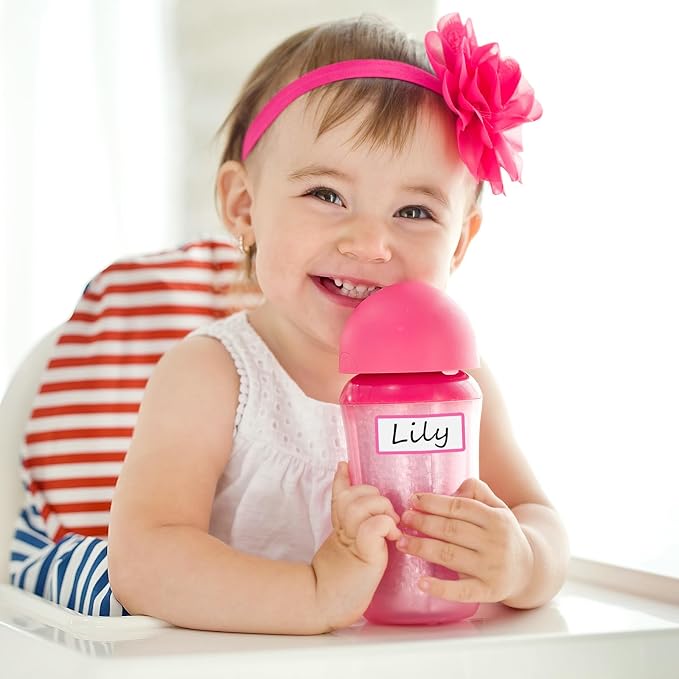 120 Pcs Baby Bottle Labels for Daycare, Waterproof School Name Labels Stickers Self-Laminating Multipurpose Write-On Name Labels for Kids Sippy Cup Water Bottle Lunch Box