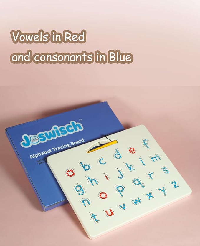 Magnetic Letter Tracing Board, Double-Sided ABC Magnets for Kids-Uppercase & Lowercase Letter Writing Practice, Road Trip Car Activities for Kids, Reusable Handwriting Practice(Ages 3-5)