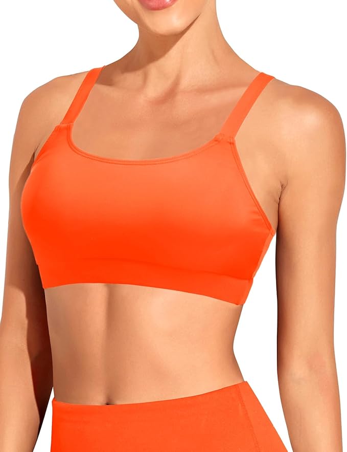 Tempt Me Women Sports Bra Bikini Tops Scoop Neck Bathing Suits Top Padded Swim Crop Tops Only