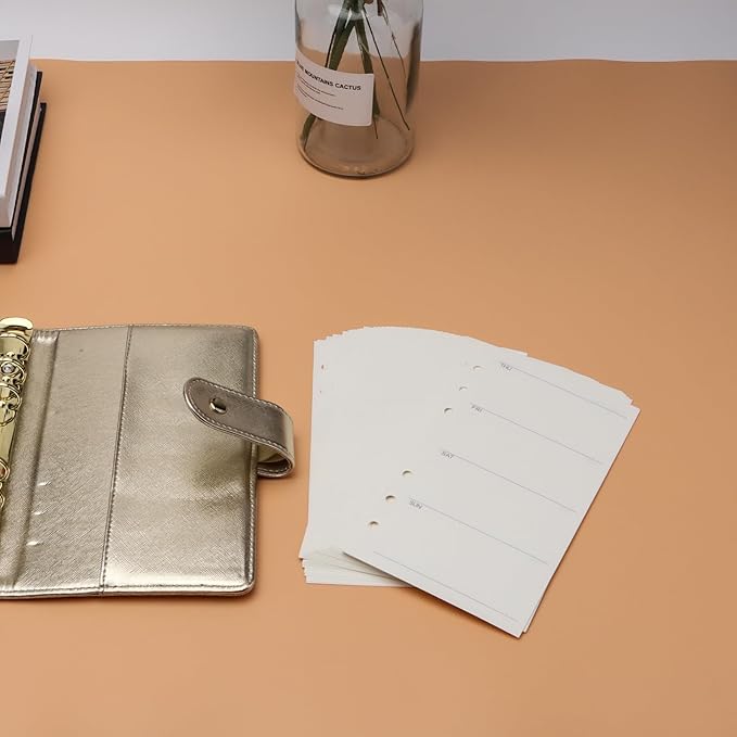 NatSumeBasics A6 Refills Paper 3.5" x 6.5" Undated Weekly Binder Planner Inserts 90 Sheets 6 Holes Pocket Notebook Papers for Personal Travel Journal Diary (A6 Weekly)